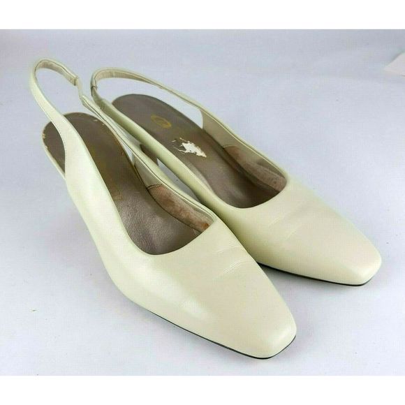 Dexter Shoes - Dexter Slingback Cream Leather Heels Strap